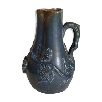 19th century grapes barbotine pitcher