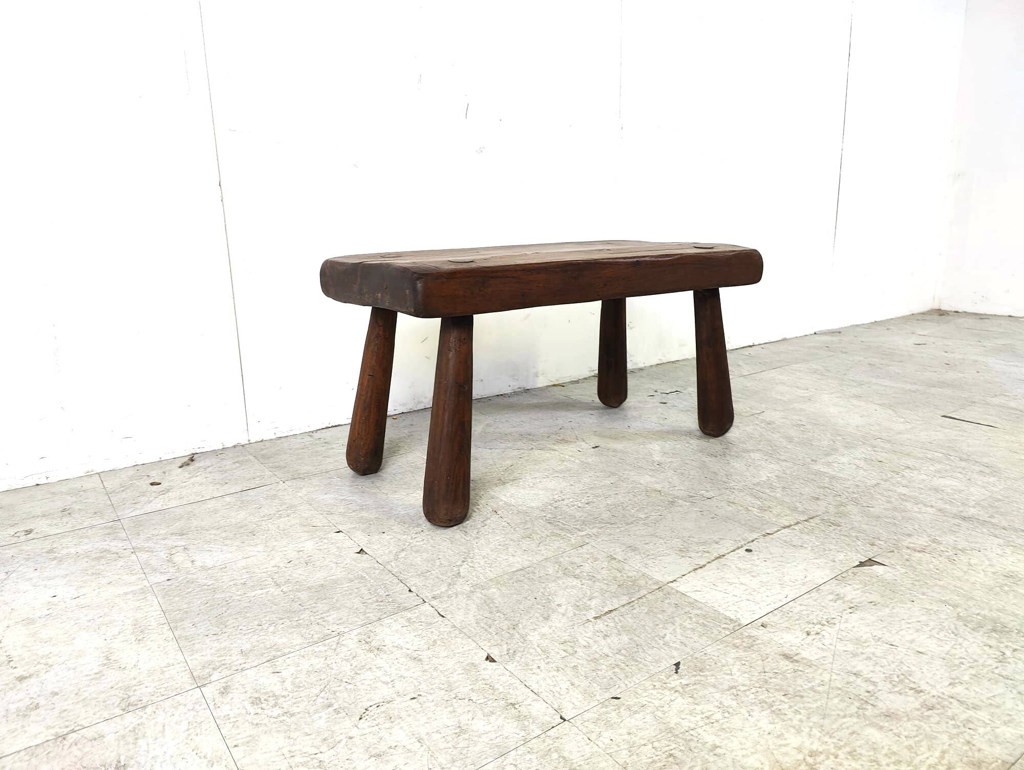Solid wooden brutalist coffee table, 1960s