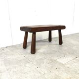 Table basse brutaliste en bois massif, années 1960