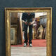 Miroir époque empire en bois doré 70x85cm