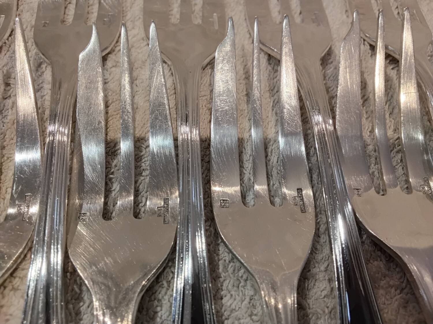 12 silver-plated metal cake forks by Christofle Spatours