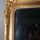 Mirror nineteenth century frame with doucine wood and stucco gilding gold leaf 75x56 cm SB