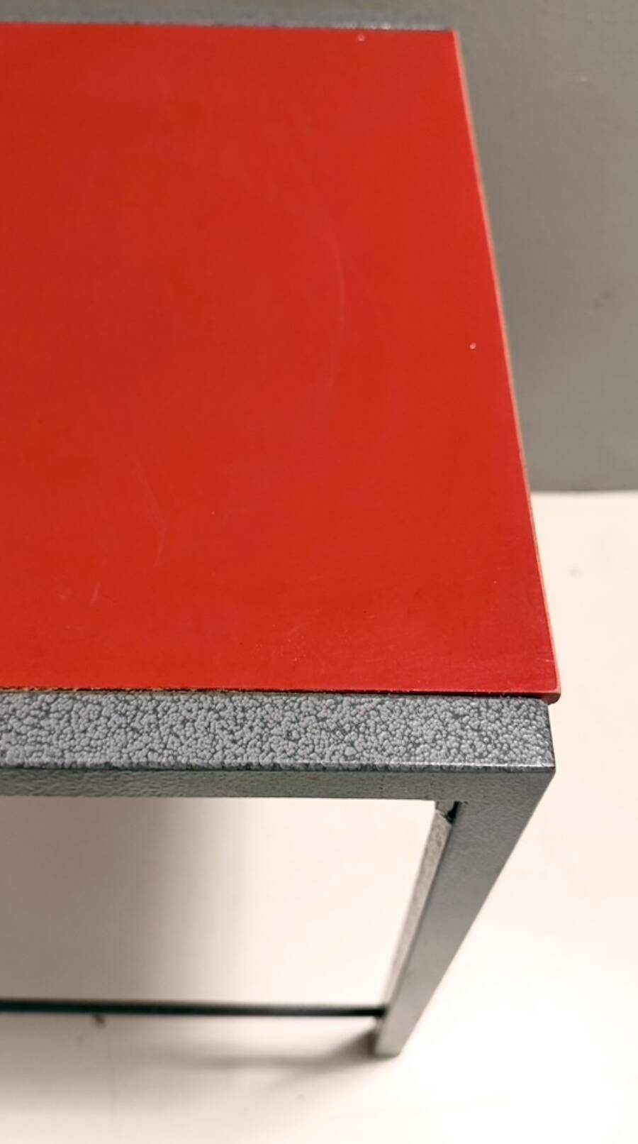 Ettore Sottsass style Red Vintage Side Chair, Laminate & Metal, Italy, 1980