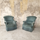 Paire de fauteuils crapaud velours bleu