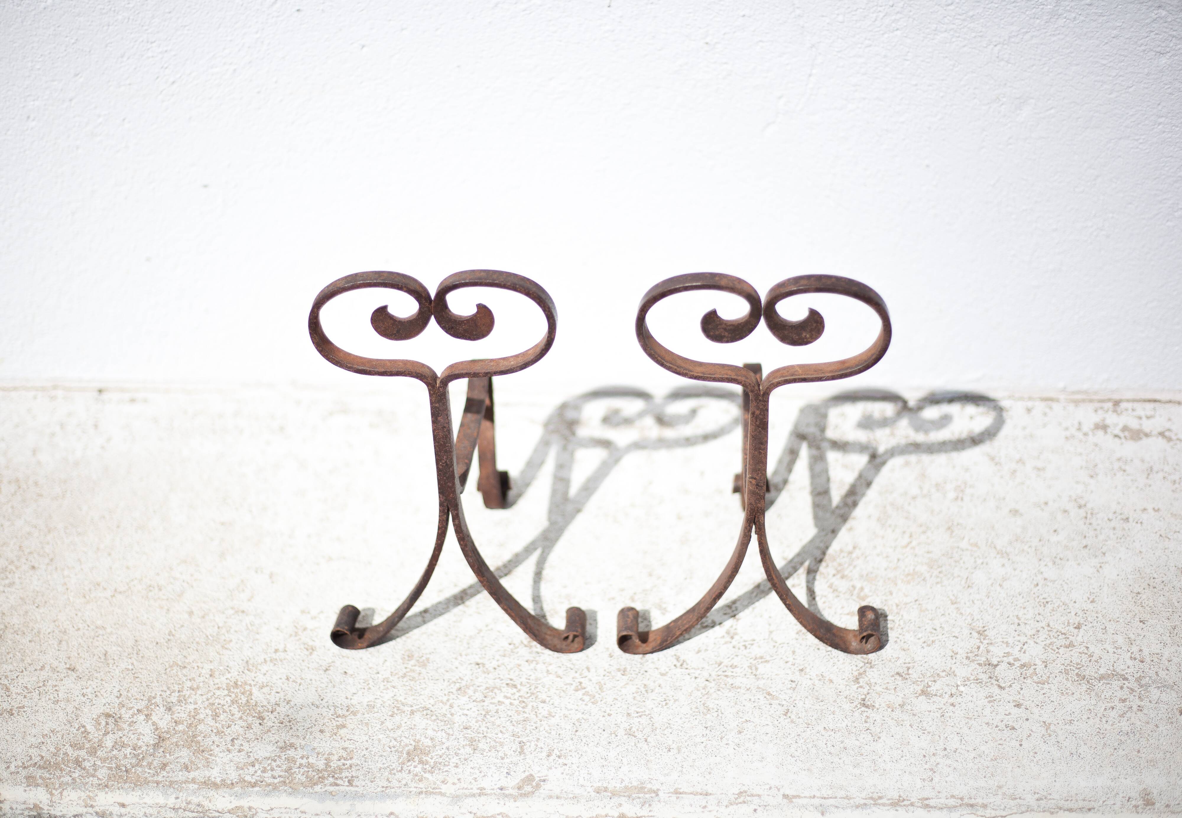 Wrought iron fireplace andirons
