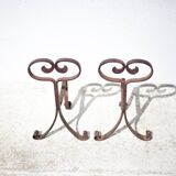 Wrought iron fireplace andirons