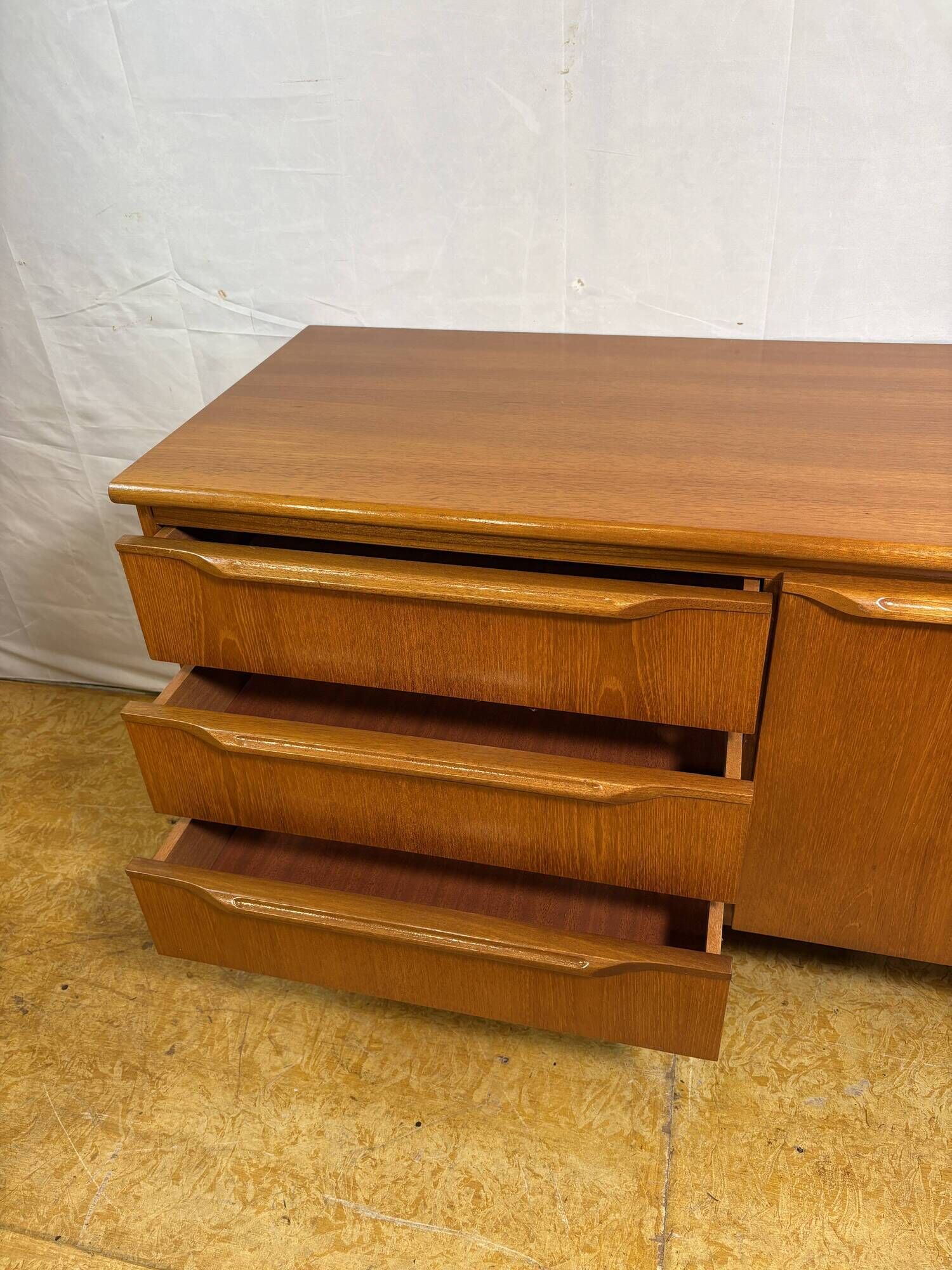 Mid-Century Retro Vintage Teak Sideboard by Sakol 1960  Danish Design Influ
