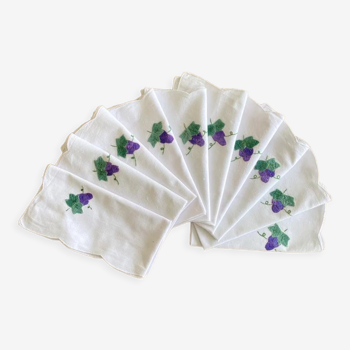 10 serviette de table 'les  vendanges"  fils de coton  - 44x42 cm