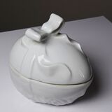 Jewellery box or Easter sweet jar in white porcelain Apilco Deshoulières