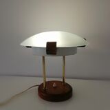 Glass wood library table lamp