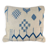 Coussin marocain tribal blanc bleu