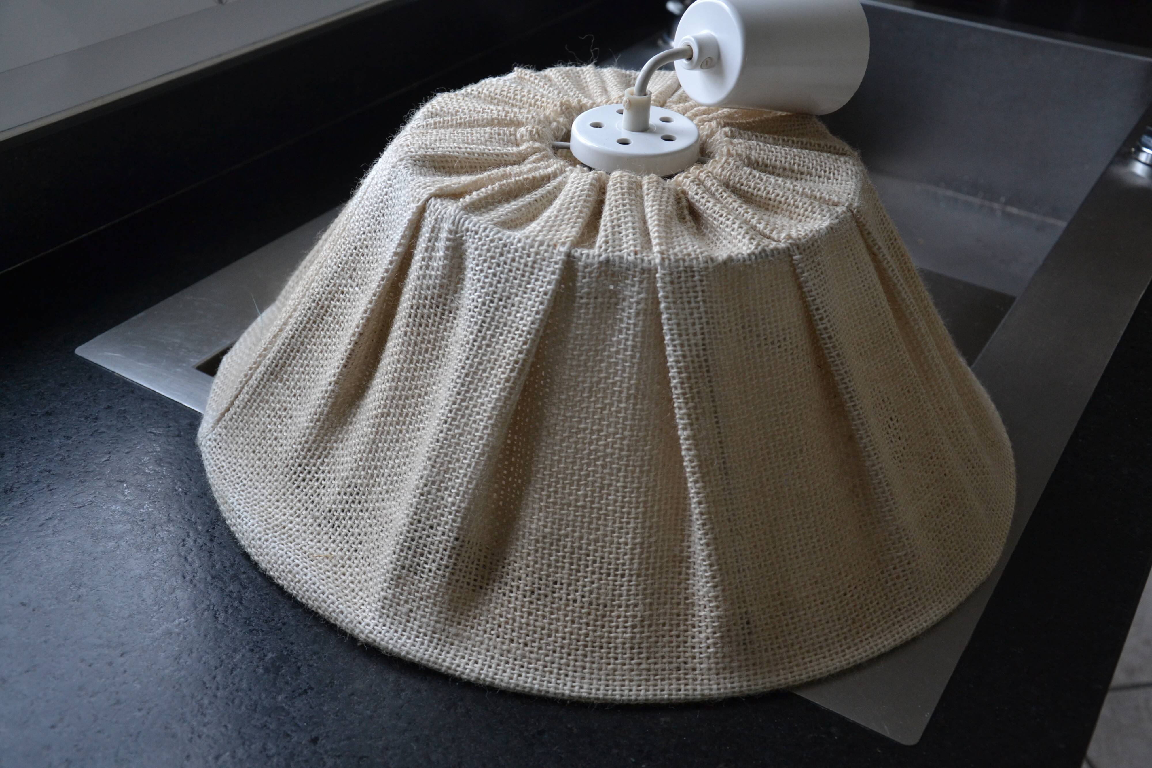 Scandinavian wooden and linen suspension from the GDR, 1970.