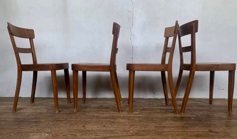 Set of 4 curved wood bistro chairs