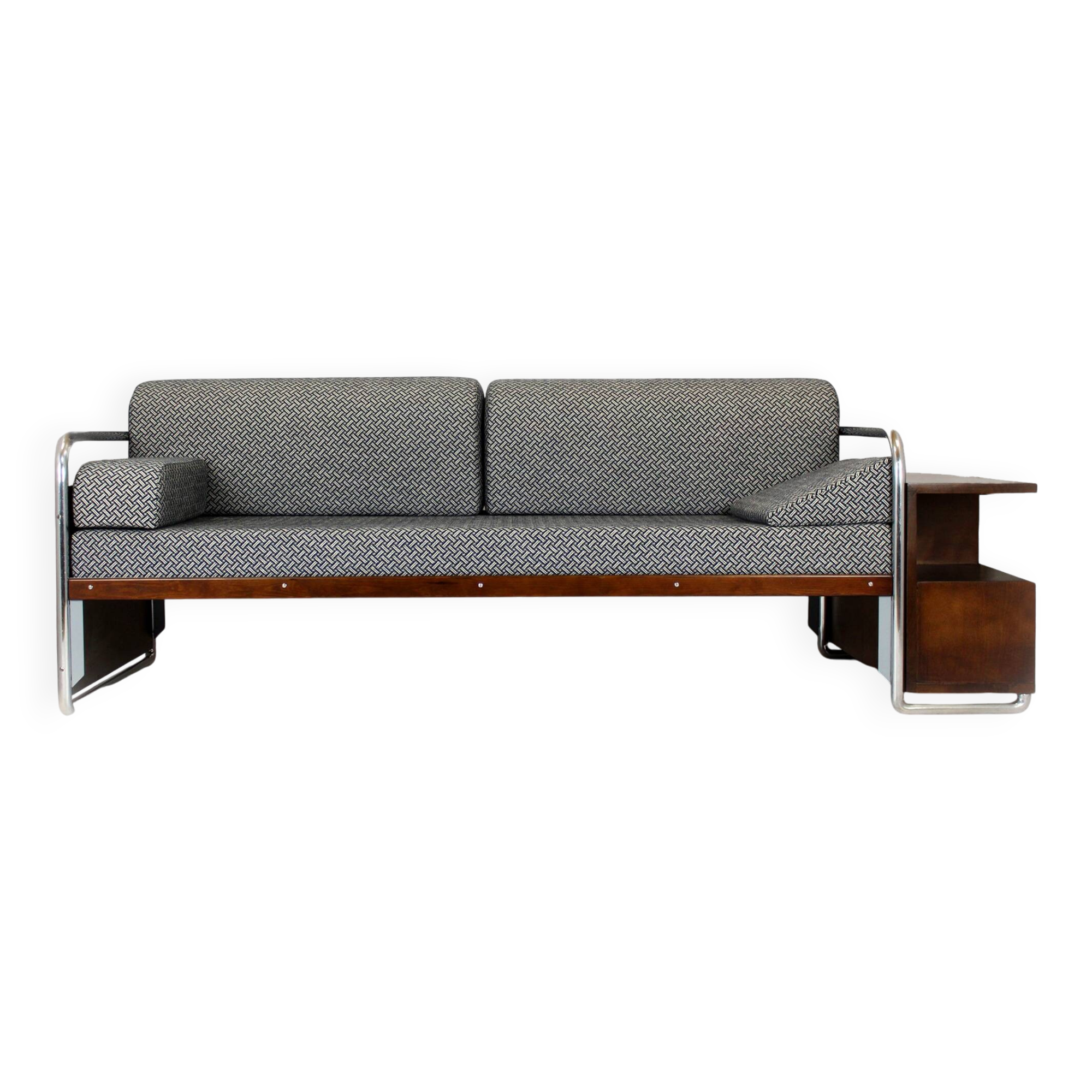 Restored Bauhaus Tubular Steel Sofa by Robert Slezak, 1930s