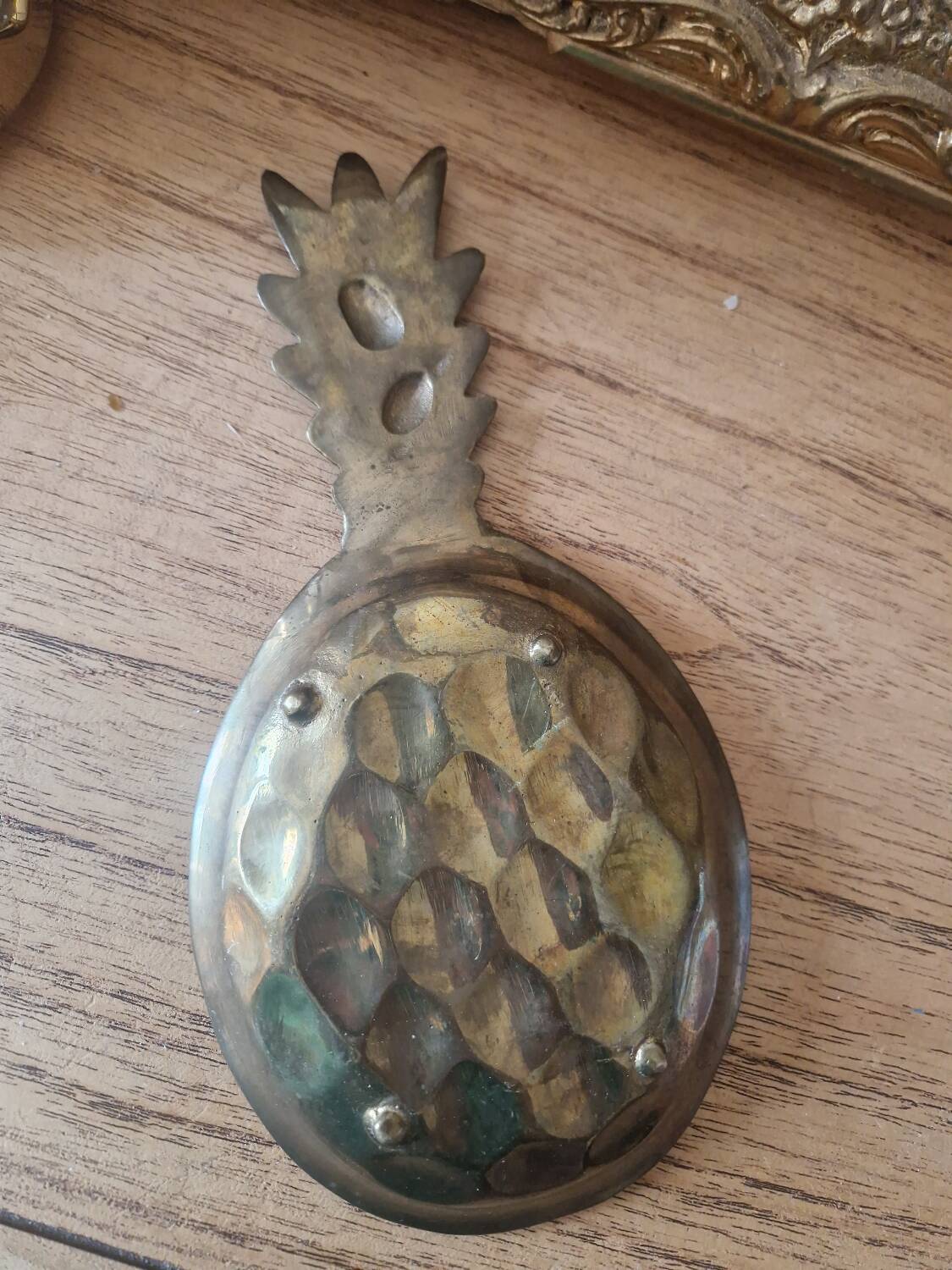 Vintage brass pineapple soap dish jewelry pocket