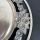 Vintage, round dish, silver metal, stylized leaf and rose decoration, French work, France