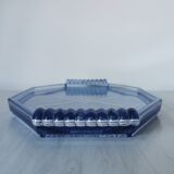Art deco blue pressed glass tray