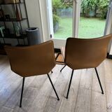Set of 2 Zanotta chairs - Dan - Cognac leather