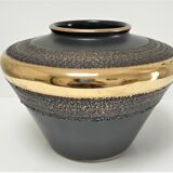 Black and gold ceramic vase west germany vintage design