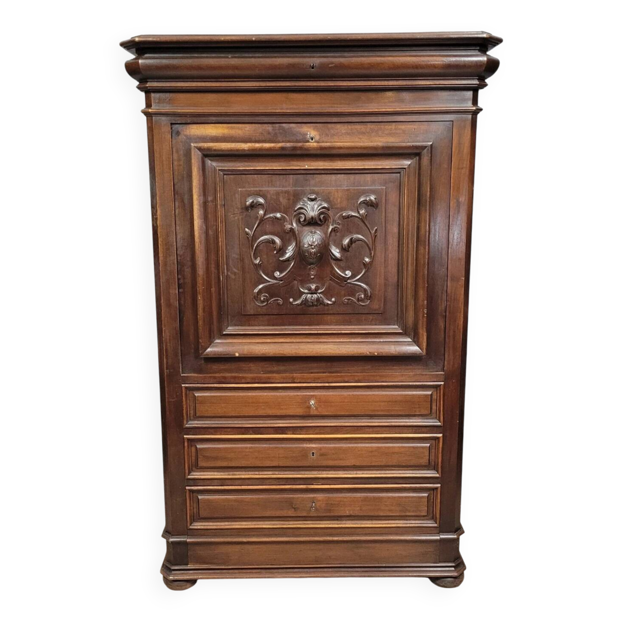 Renaissance style secretary in carved walnut circa 1850