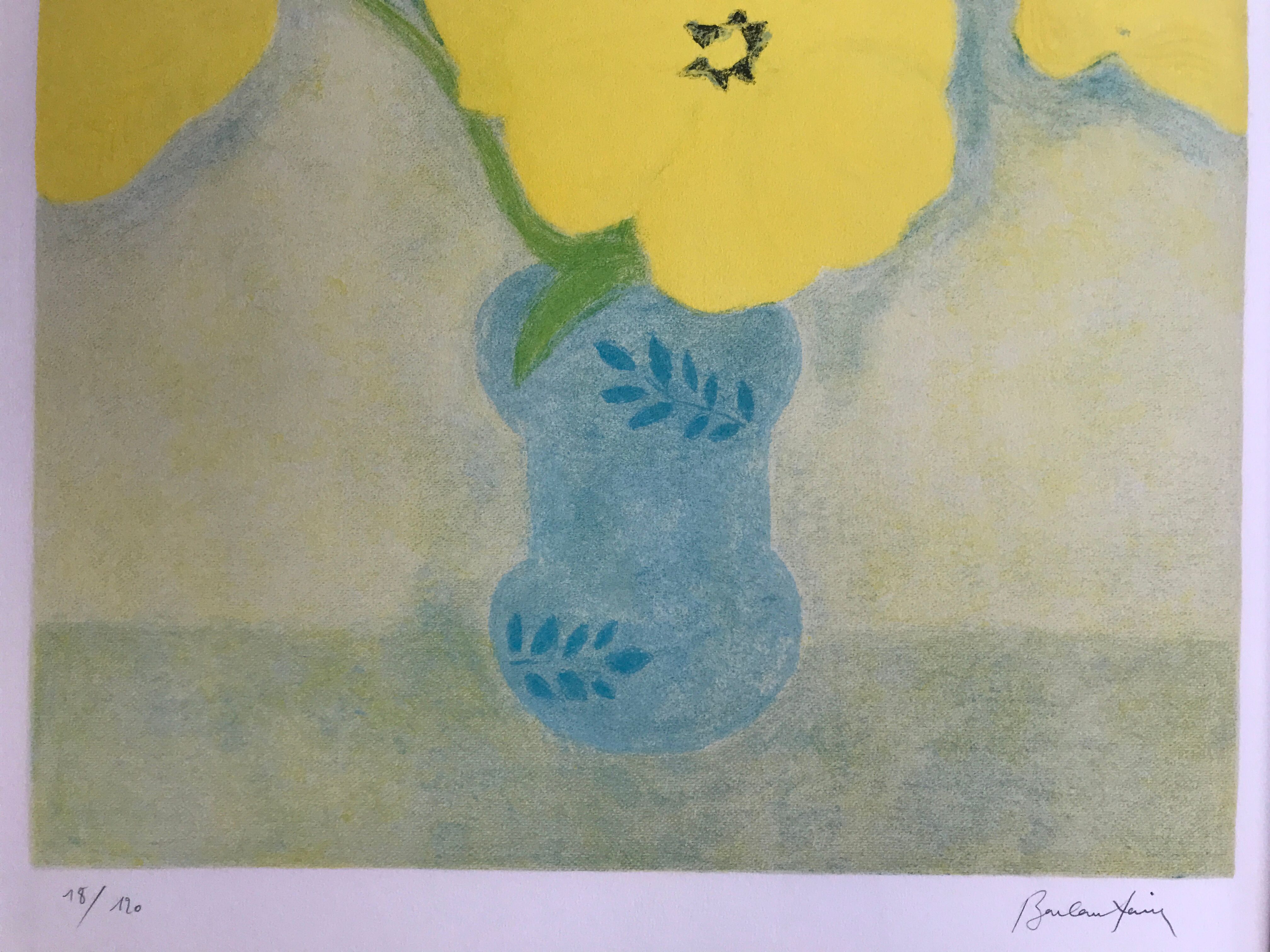 Signed and justified lithograph by pierre boncompain, untitled (tulips baroques), 1982