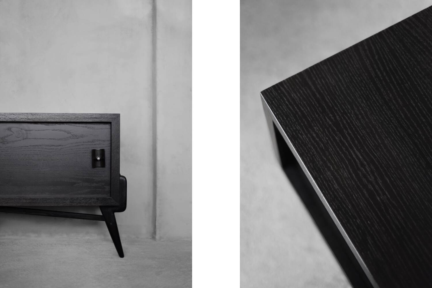 Mid-Century Scandinavian Modern Dark Oak Sideboard with Wood and Metal
