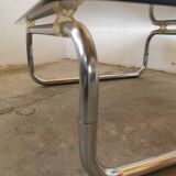 Chrome tubular metal and smoked glass coffee table