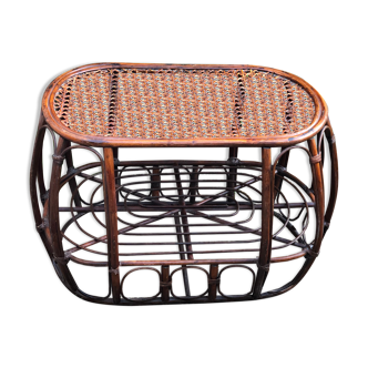 Rattan coffee table and vintage cannage