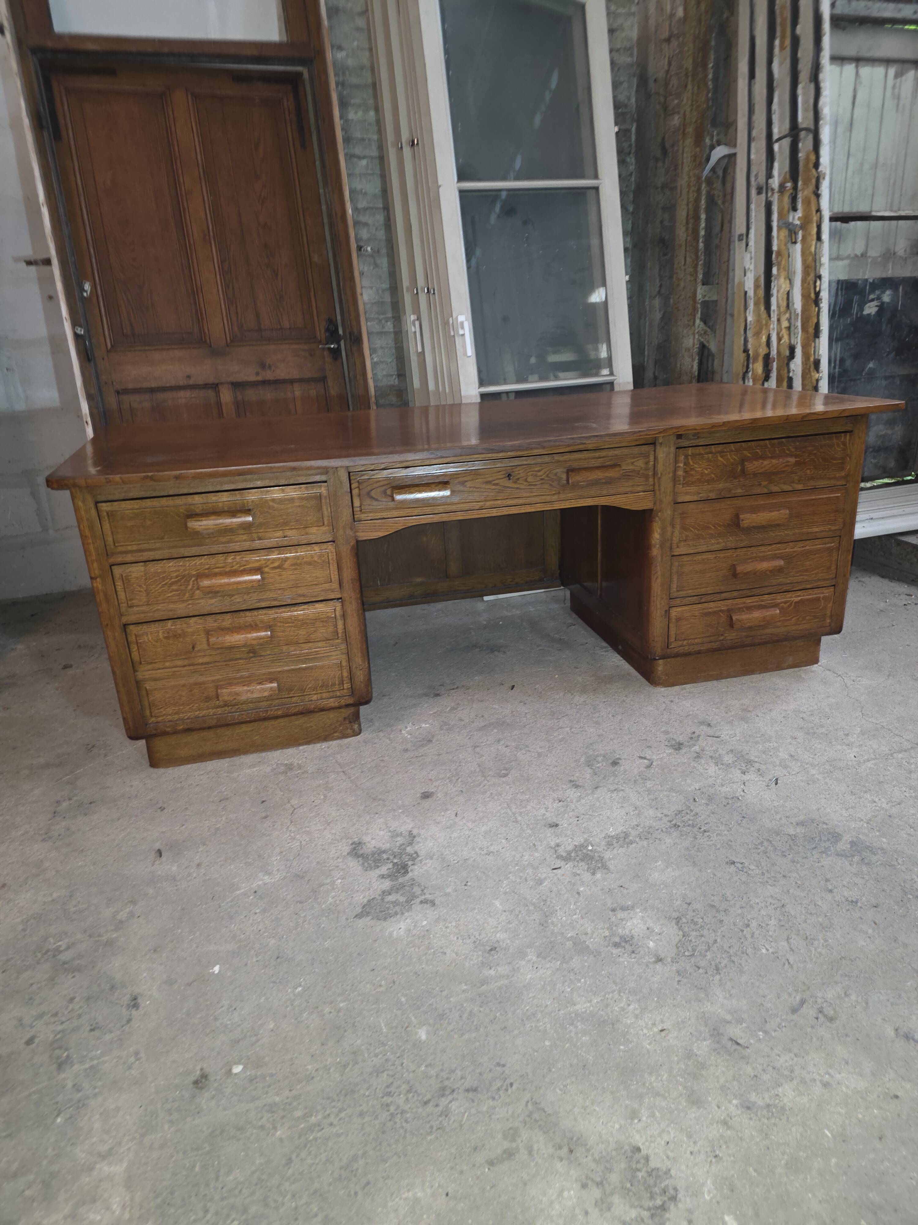 Bureau ministre XXL en chêne , 220 × 95 cm