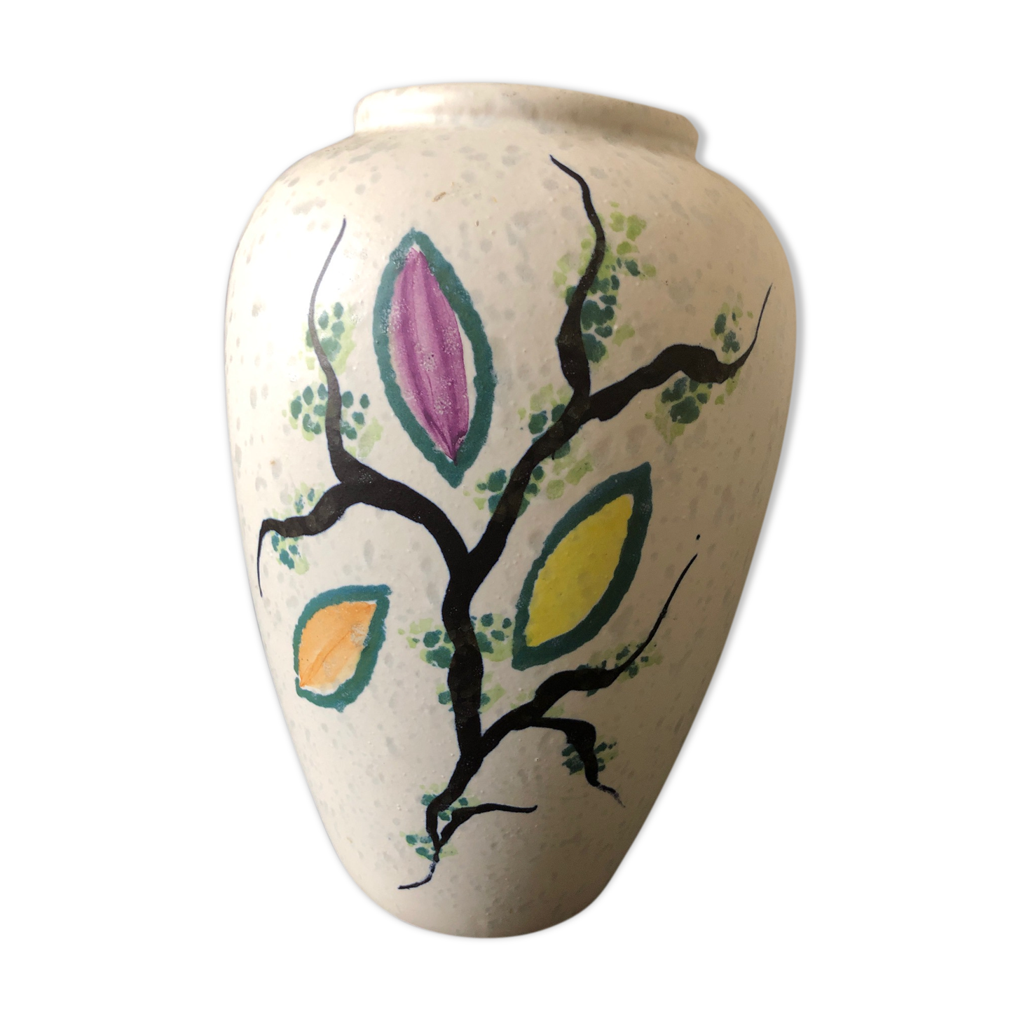 Vase à décor floral des années 50