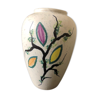 Vase à décor floral des années 50