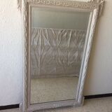 Large mirror with molding skated in gray 146 x 93 cm