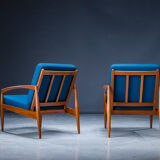 Model 121 Paper Knife Easy Chairs and Sofa by Kai Kristiansen for Magnus Olesen, 1960s, Set of 3