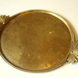 Solid large brass serving tray, vintage from the 1960s