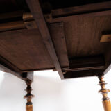 Antique game table with extention, of mahogany and walnut, 1860s
