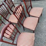 Lot oval table and 6 vintage chairs used