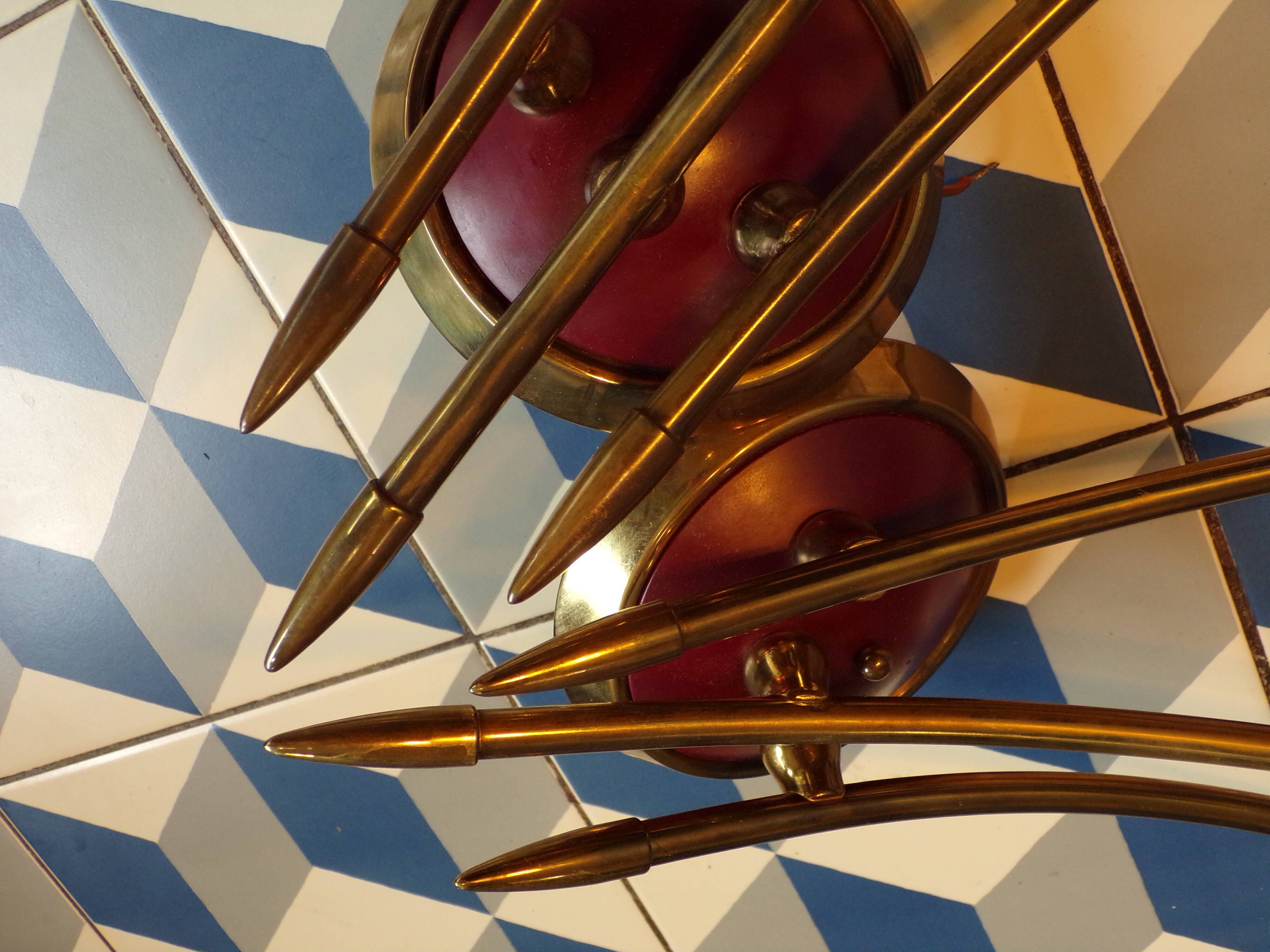 Pair of stilnovo style  3-light wall lights