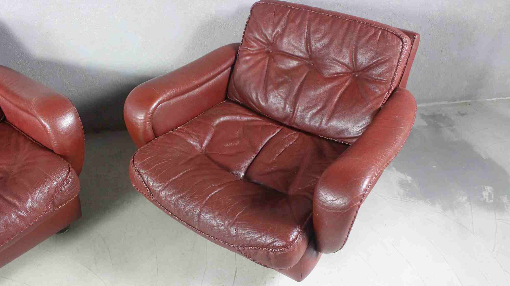 1970s Danish Brown Leather Chairs By Madsen & Schubell