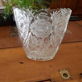 Rectangular cut Saint Louis crystal vase decorated with roses