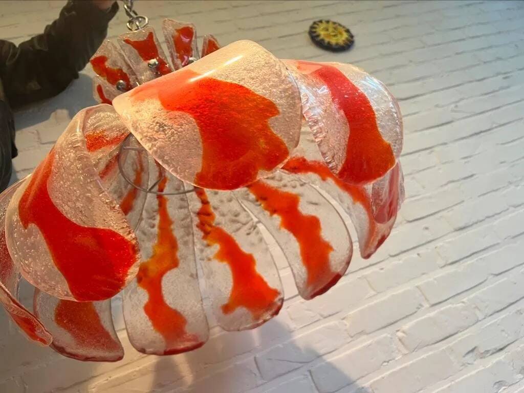 Lampe fleur vintage en verre murano pour mazzega