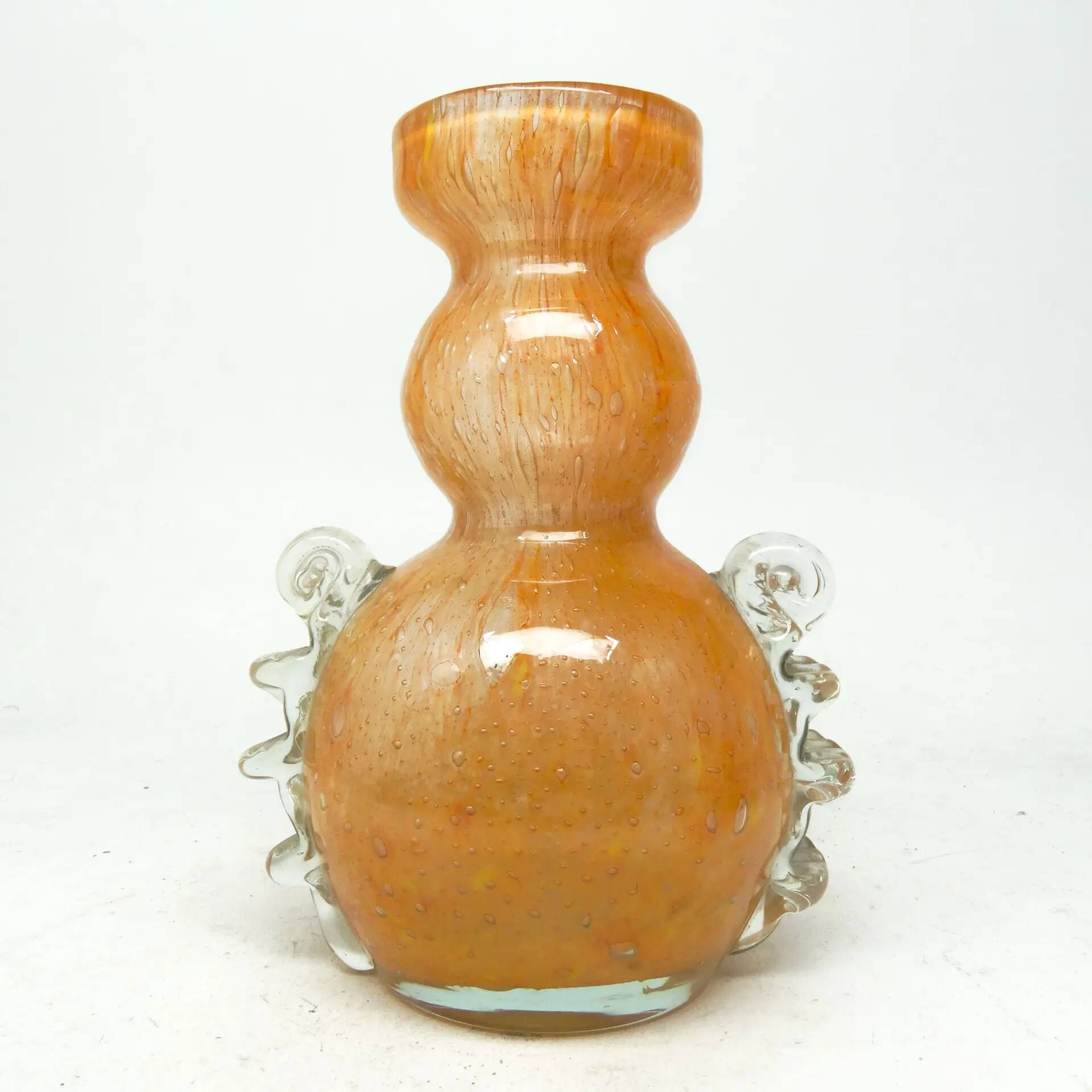 Postmodernism vase, orange glass, Łysa Góra Glassworks, Poland, 1970s