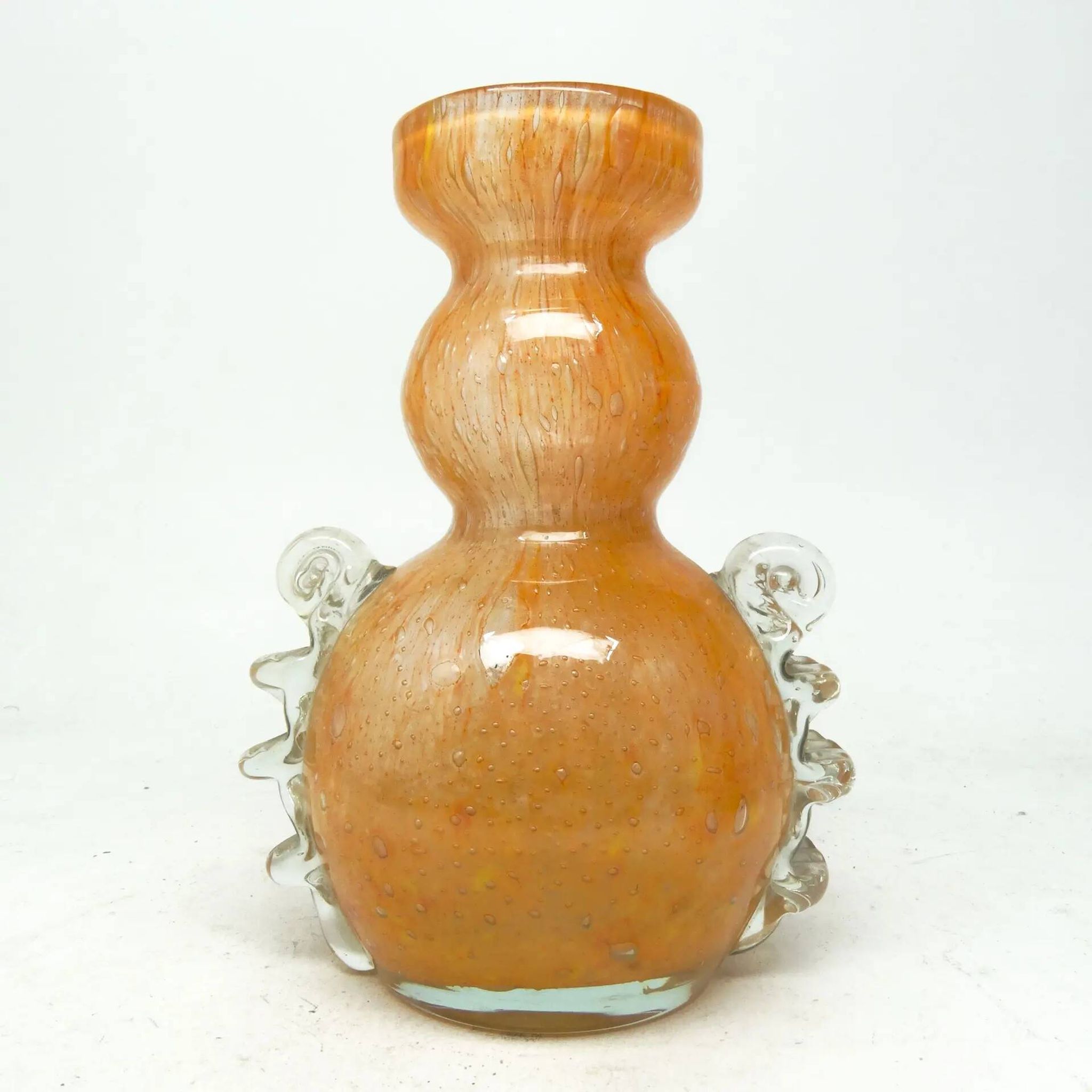 Postmodernism vase, orange glass, Łysa Góra Glassworks, Poland, 1970s