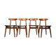 Set of 4 chairs 60s in teak and black leatherette