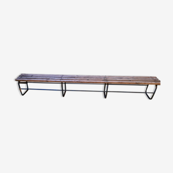 Pair of dressing room benches, school, 70s, 2.70m