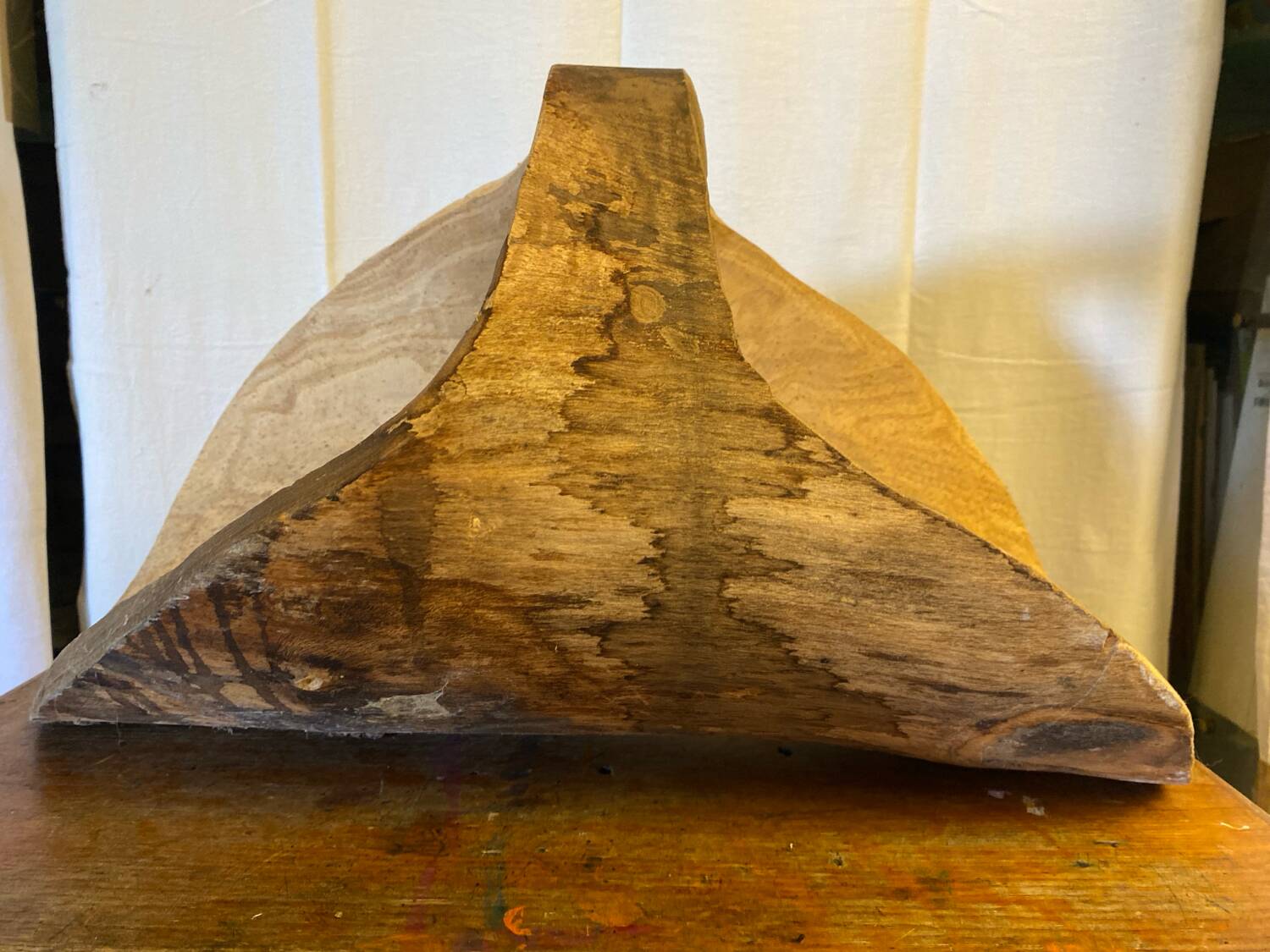 Antique Carved Wood Basket Vintage #C622