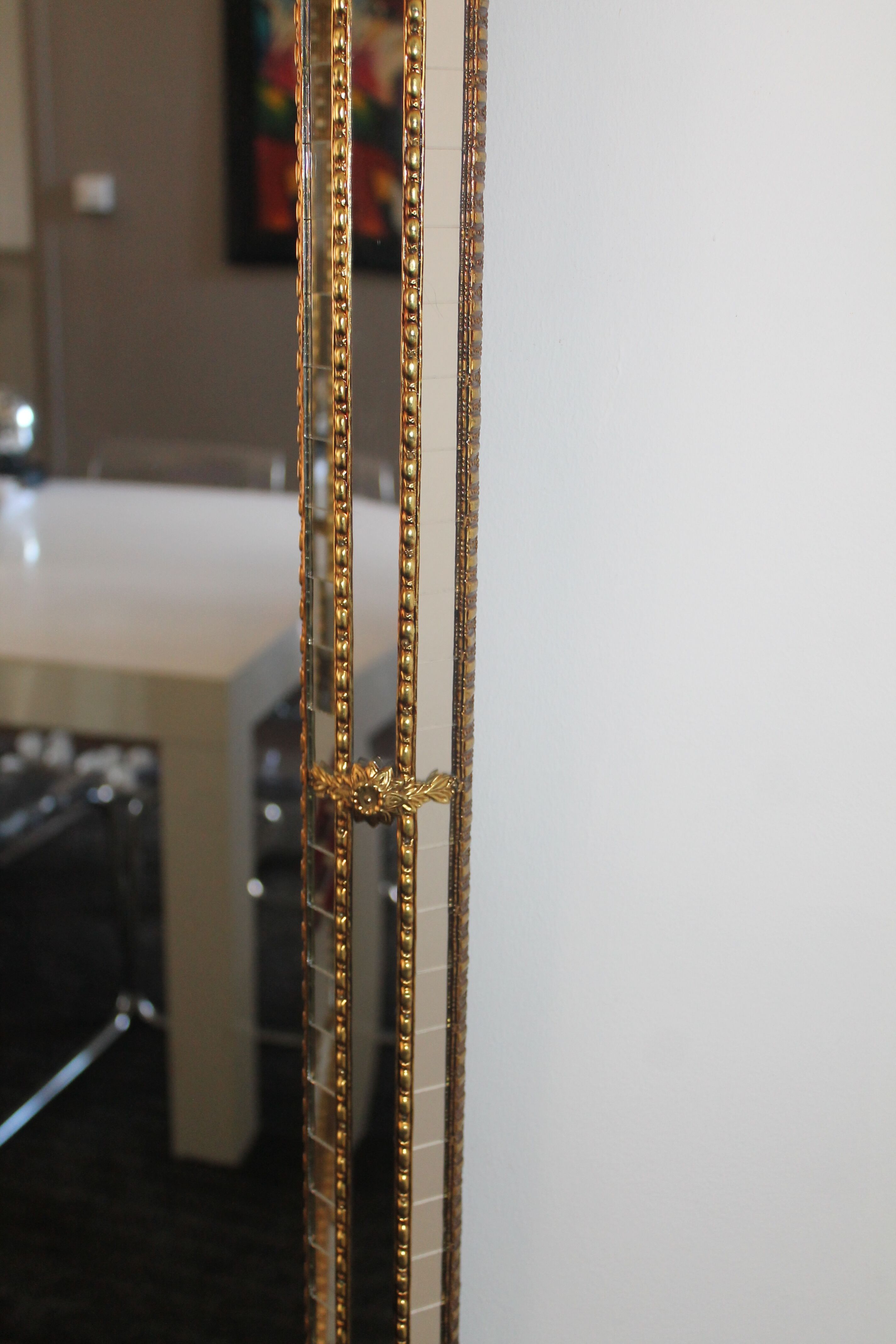 Large Venetian mirror with glazing beads and brass 110x60cm