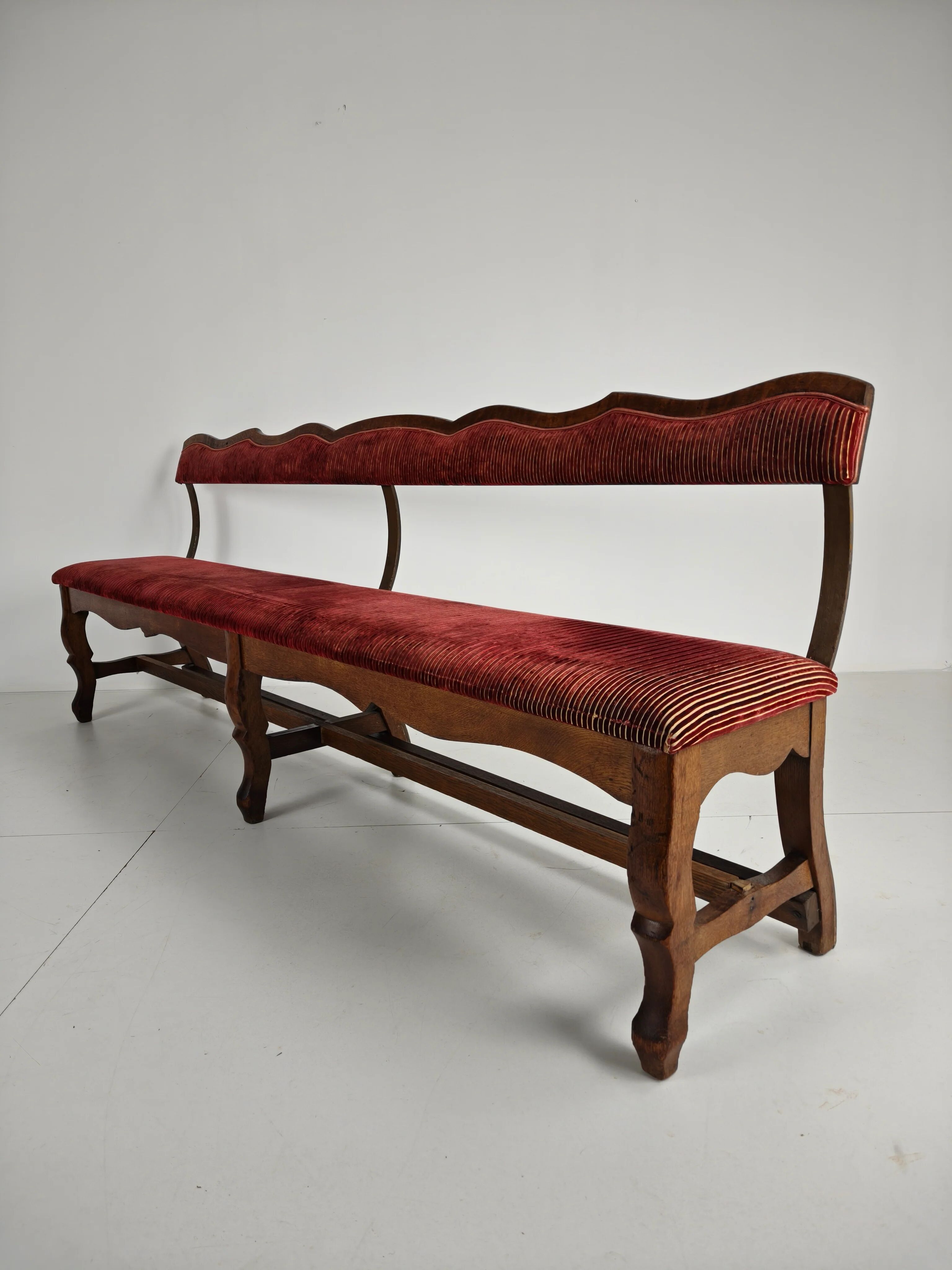 Unique early 20th century oak hall / dining bench