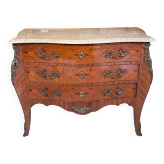 Curved chest of drawers in precious wood, Louis XV style