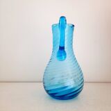 Blue Twisted Glass Pitcher