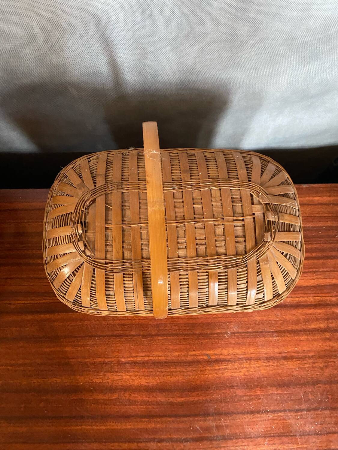 Antique Bressan Basket Fishing Net Wicker Woven Vintage #C072